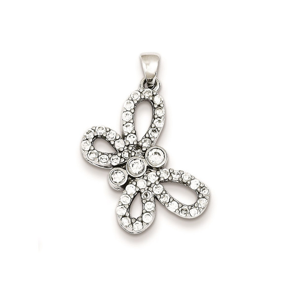 Sterling Silver CZ Butterfly Pendant QP1169