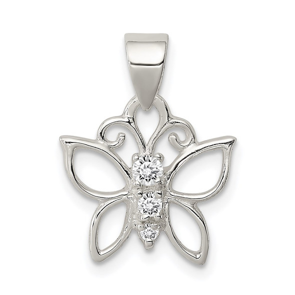 Sterling Silver CZ Butterfly Pendant QP1165
