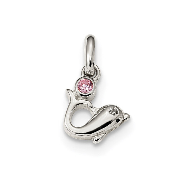 Sterling Silver CZ Dolphins Pendant QP4844