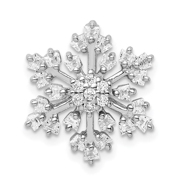 Sterling Silver Rhodium-plated CZ Snowflake Slide QP5358