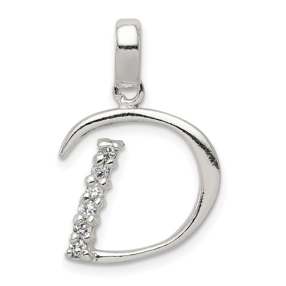 Sterling Silver CZ Initial D Pendant QC6525D