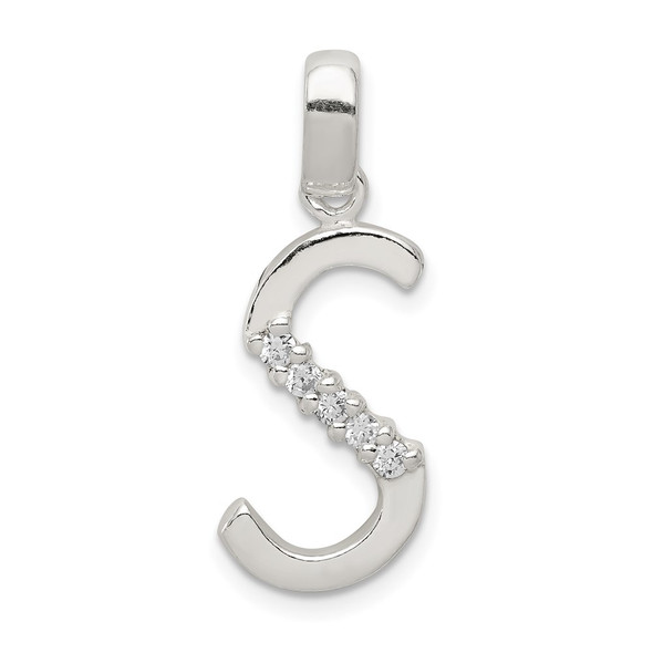 Sterling Silver CZ Initial S Pendant QC6525S
