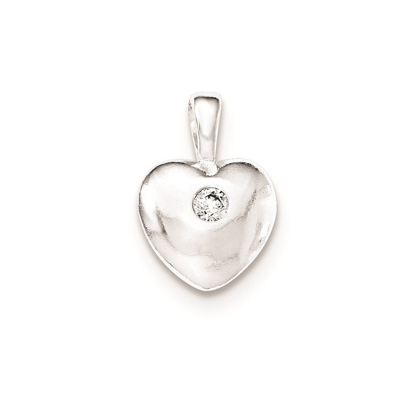 Sterling Silver Polished CZ Heart Pendant QP4117