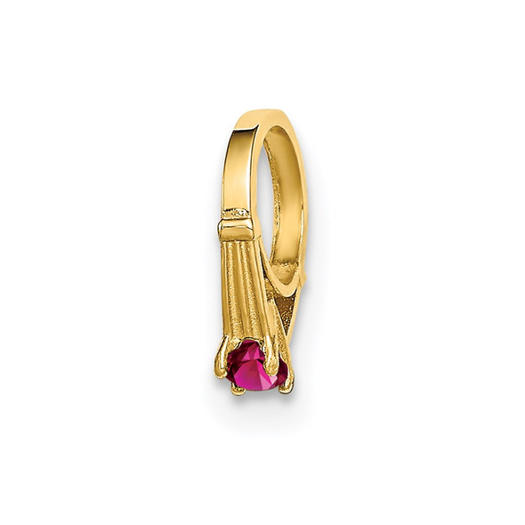 14k Yellow Gold 3D Ring with Dark Pink CZ Pendant