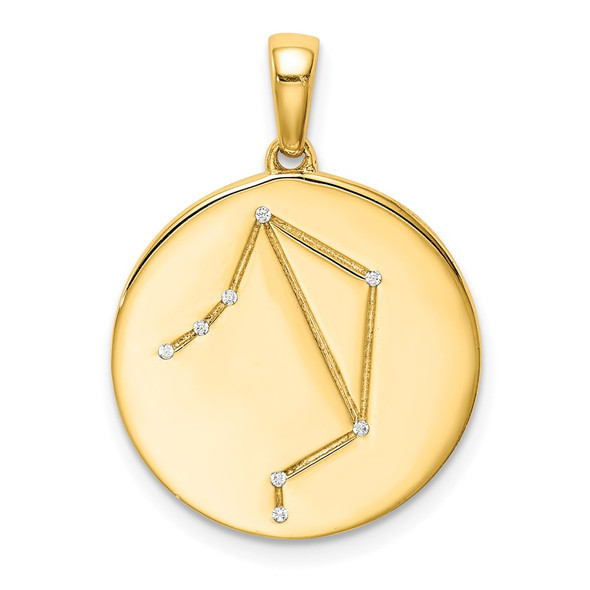 Gold-plated Sterling Silver and CZ Libra Zodiac Pendant