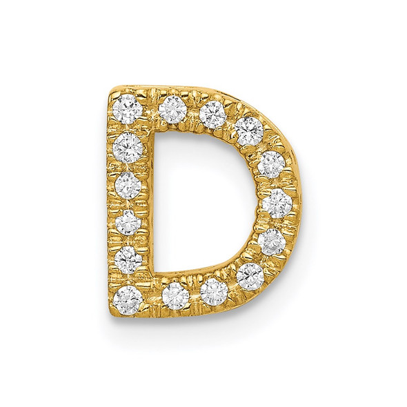 14k Yellow Gold Diamond Initial D Charm