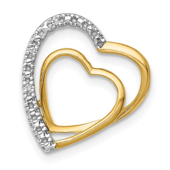 14k Yellow Gold .01ctw Diamond Double Heart Slide