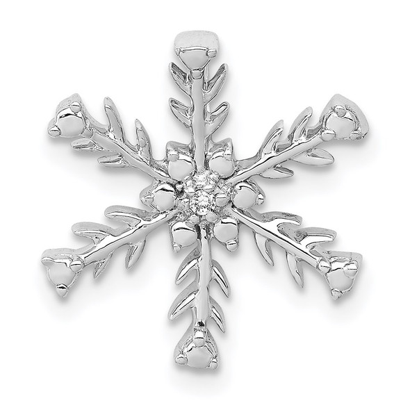 14k White Gold .01ctw Diamond Snowflake Slide