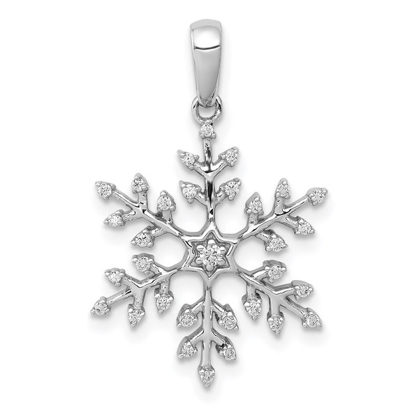 14k White Gold 1/6ctw Diamond Snowflake Pendant PM5160-016-WA