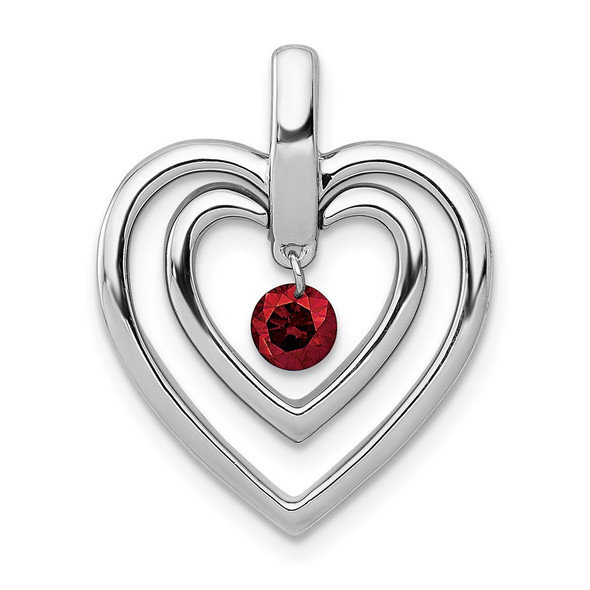 14k White Gold 1/6ctw Red Diamond Double Heart Pendant