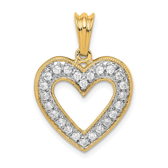 14k Yellow Gold Lab Grown Diamond Si1/Si2 Ghi Heart Pendant