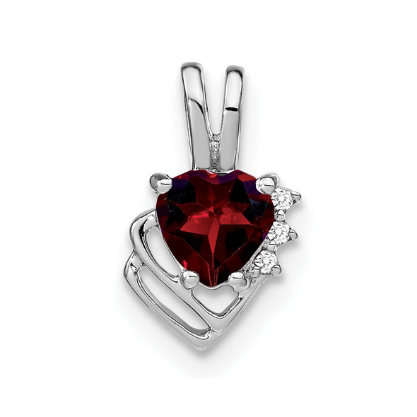 14k White Gold Garnet & Diamond Pendant PM7002-GA-001-WA