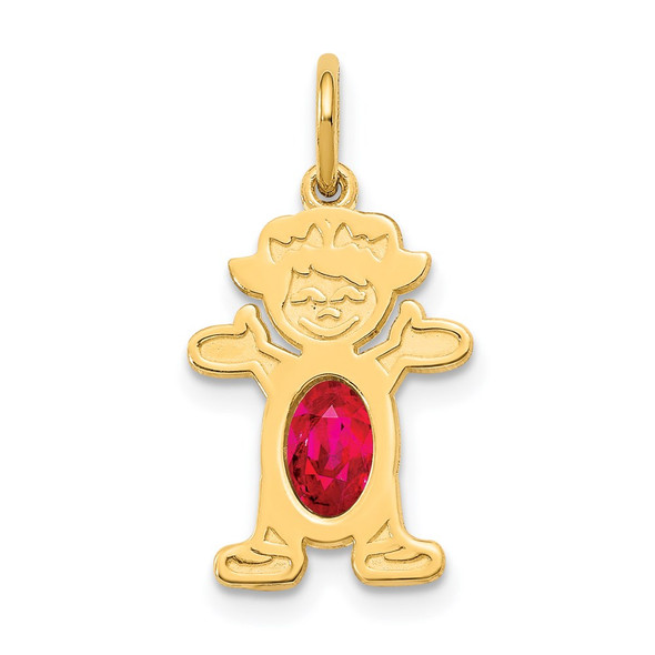 14k Yellow Gold Girl 6x4 Oval Genuine Ruby-July Pendant
