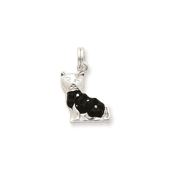 Sterling Silver Enameled Cat Charm