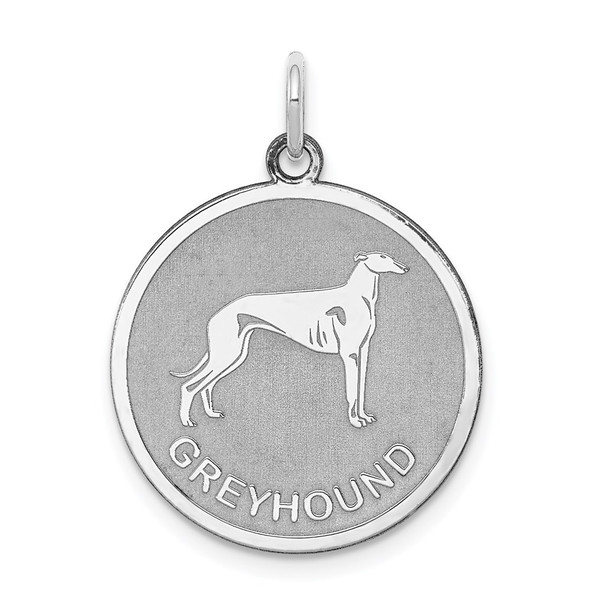 Sterling Silver Rhodium-plated Greyhound Disc Charm