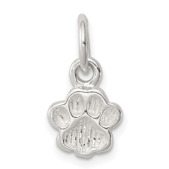 Sterling Silver Polished and Textured Paw Print Charm QC8873