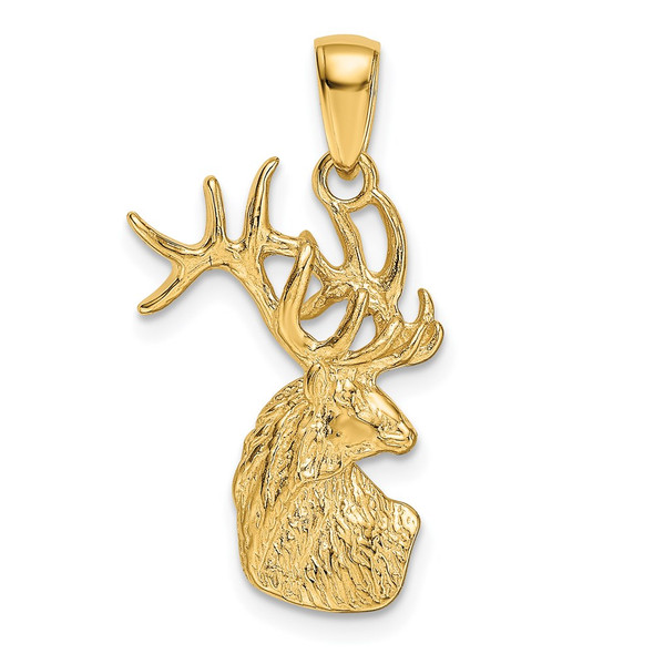 14k Yellow Gold Polished Deer Head Charm