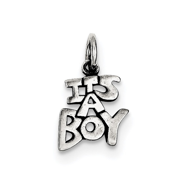 Sterling Silver Antiqued Its A Boy Charm