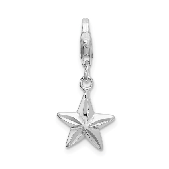 Sterling Silver 2-D Diamond-cut Star w/Lobster Clasp Charm