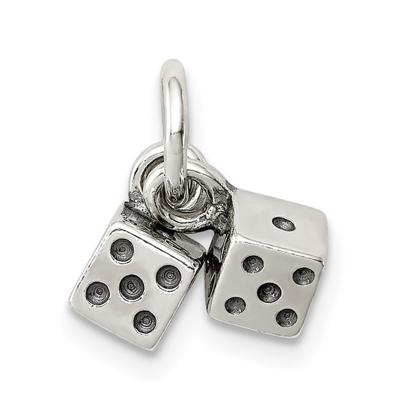 Sterling Silver Antiqued Dice Charm