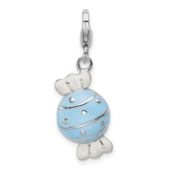 Sterling Silver Enameled Piece Of Candy In Wrapper w/Lobster Clasp Charm