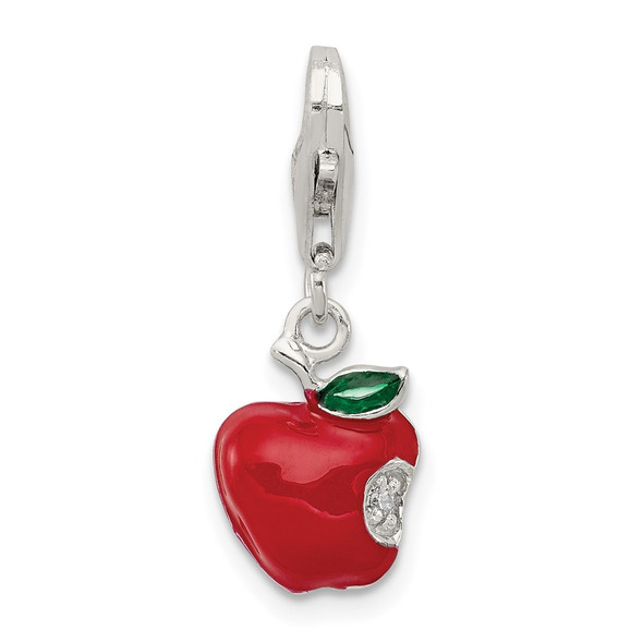 Sterling Silver Red Enameled Apple Charm