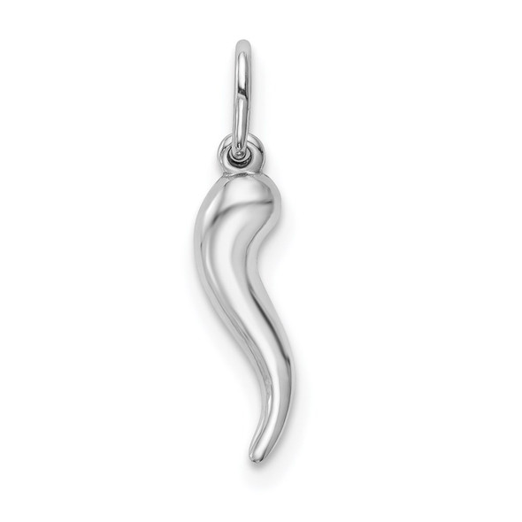 14k White Gold Hollow Italian Horn Charm