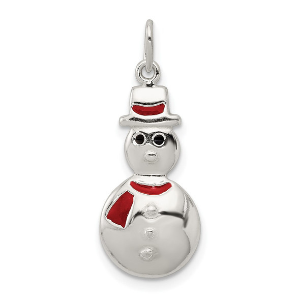 Sterling Silver Polished Enamel Snowman Charm QC8599