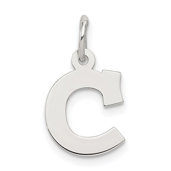 Sterling Silver Rhodium-plated Small Block Initial C Charm