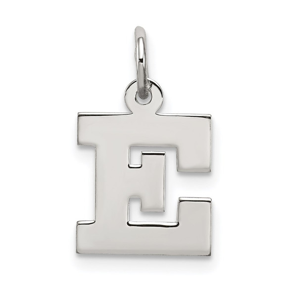 Sterling Silver Rhodium-plated Small Block Initial E Charm