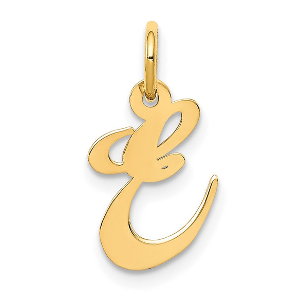 14k Yellow Gold Small Fancy Script Initial E Charm