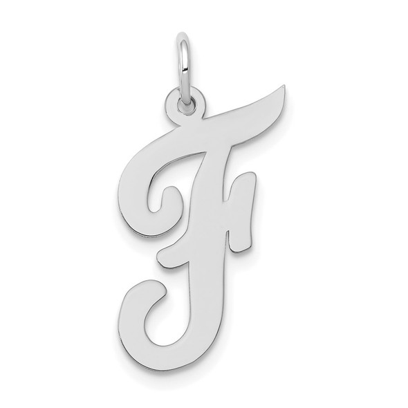 14K White Gold Large Script Initial F Charm