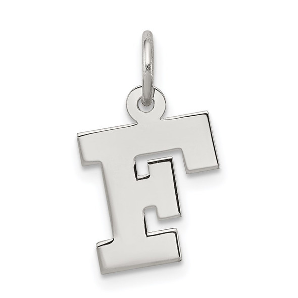 Sterling Silver Rhodium-plated Small Block Initial F Charm