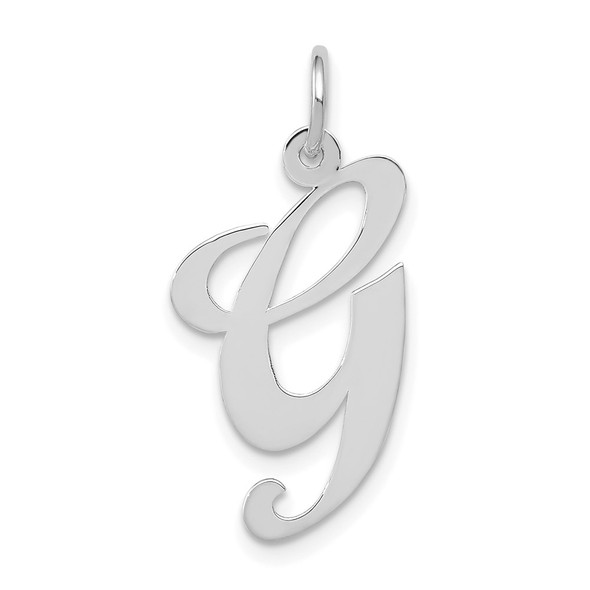 14K White Gold Large Fancy Script Initial G Charm