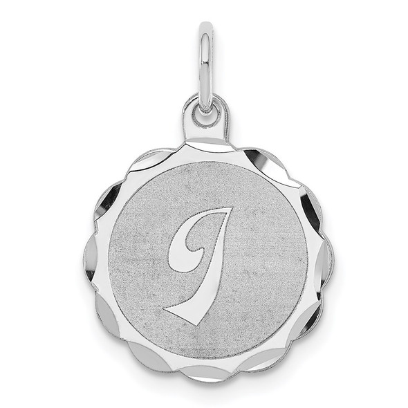 Sterling Silver Rhodium-plated Brocade-Like Initial I Charm QC4161I