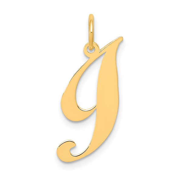 14k Yellow Gold Small Fancy Script Initial I Charm