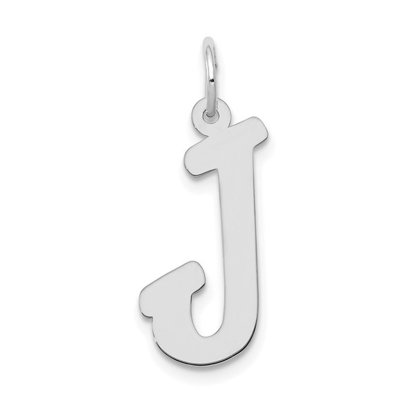 14K White Gold Large Script Initial J Charm