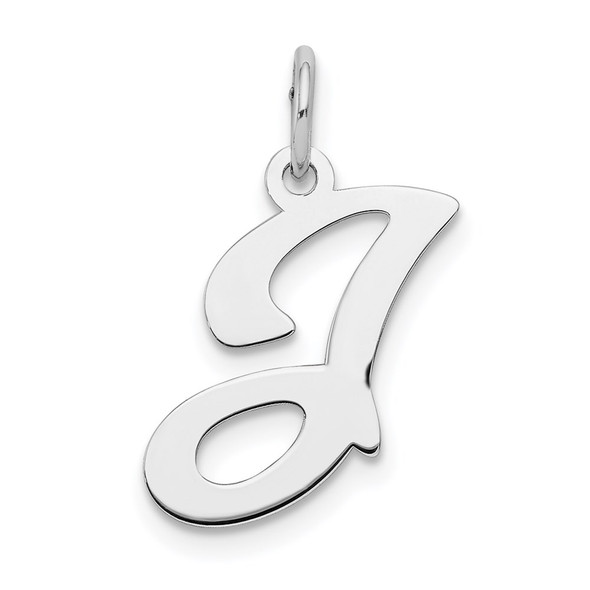 Sterling Silver Rhodium-plated Stamped Initial J Polished Charm