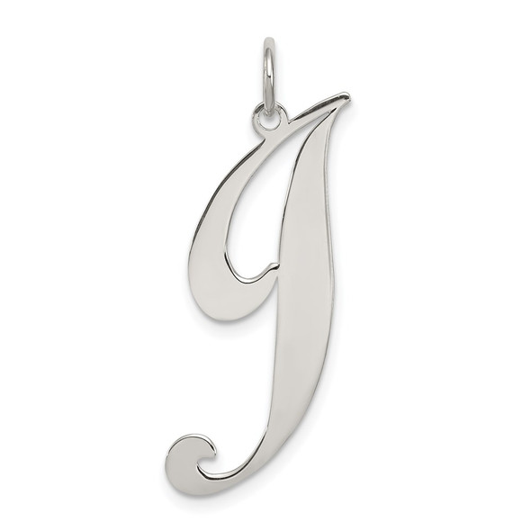 Sterling Silver Rhodium-plated Large Fancy Script Initial J Charm