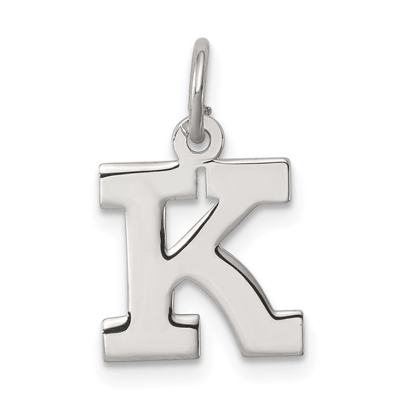 Sterling Silver Rhodium-plated Small Block Initial K Charm