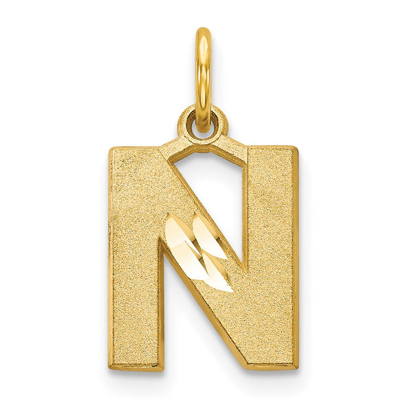 14k Yellow Gold Initial N Charm C566N