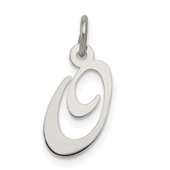 Sterling Silver Rhodium-plated Small Fancy Script Initial O Charm