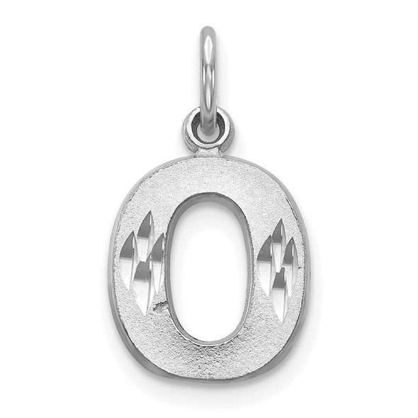 14K White Gold Solid Satin Diamond-cut Initial O Charm