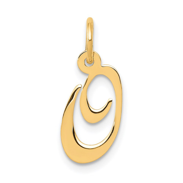 14k Yellow Gold Small Fancy Script Initial O Charm