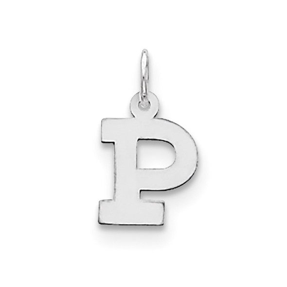 Sterling Silver Rhodium-plated Small Block Initial P Charm
