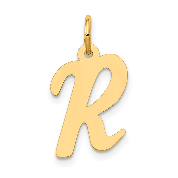 14k Yellow Gold Medium Script Initial R Charm