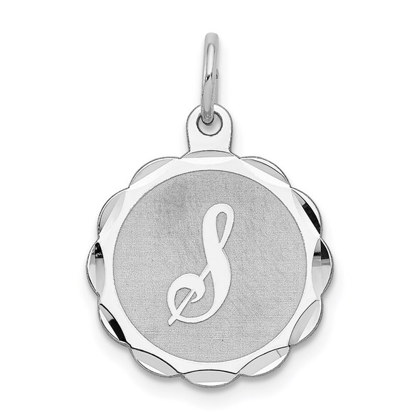 Sterling Silver Rhodium-plated Brocade-Like Initial S Charm QC4161S