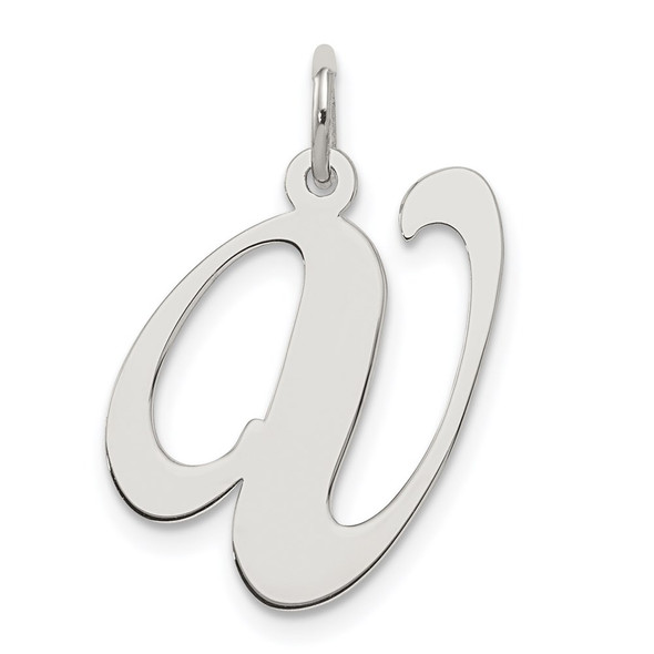 Sterling Silver Rhodium-plated Large Fancy Script Initial V Charm