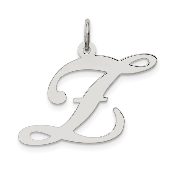 Sterling Silver Rhodium-plated Large Fancy Script Initial Z Charm