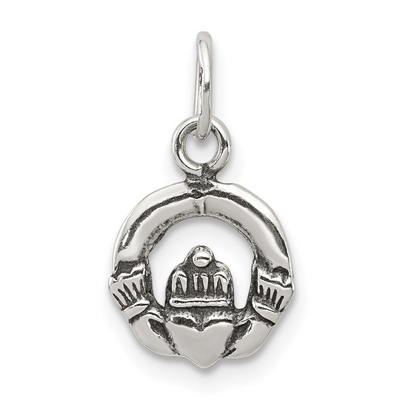 Sterling Silver Mini Antiqued Claddagh Charm